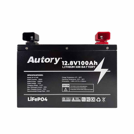 Autory 12.8V 100Ah LiFePO4 Lithium Battery - RV Metal Case Mount Bracket Kit