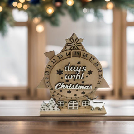 Tabletop Christmas Advent Calendar - Countdown Decor with Changeable Daily Numbers