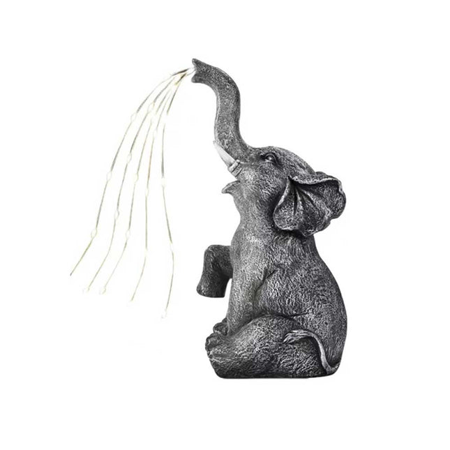 Elephant Statue Solar Light Garden Decor Resin Figurine Solar Powered Yard Patio