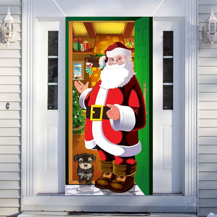 180×90cm Christmas Hanging Door Banner Decorative Door Cover Window Sign