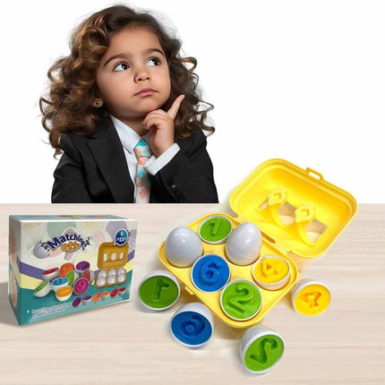 6 Pack Matching Shape Eggs, Montessori Sensory Colour Sorting Puzzle Toy for Toddler Babies