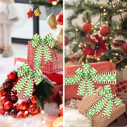 4pcs Grinchs Ribbon Wired 2.5In 4 Roll 20Yards Christmas Ribbon Wreaths Bows DIY