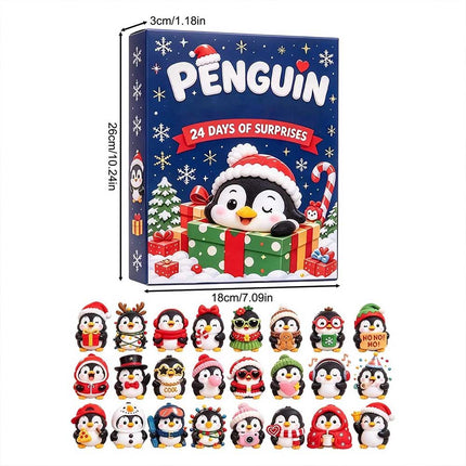 24 Day Christmas Advent Calendar 3D Penguin Animal Figures Xmas Countdown Decor