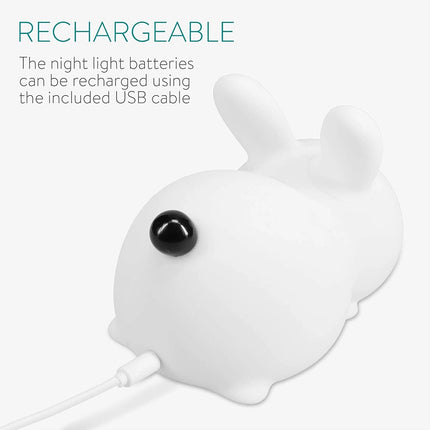 Bunny Kids Night Light, Rechargeable RGB Silicone Lamp with Remote Control for Bedroom