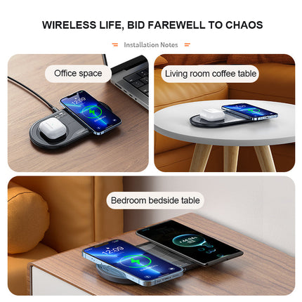 PISEN 3-in-1 Transparent Wireless Charging Station for iPhone AirPods Watch