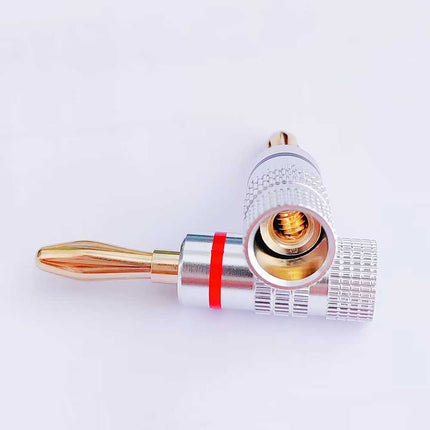 8-Piece Professional HiFi Banana Plugs 24K Gold-Plated (Red & Black, Pro-Grade Quality)