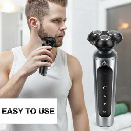 Mens Electric Shaver Cordless Razor Wet Dry Rechargeable Rotary USB Charging