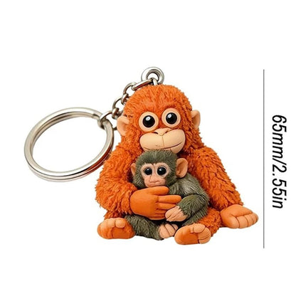 3D Printed Punch The Monkey Keychain, Cute Plush Hanging Pendant Key Ring