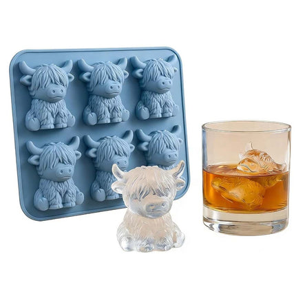 Mini Highland Cow Ice Cube Mold, Cute 3D Silicone Ice Cube Tray