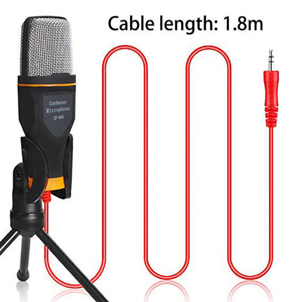 Desktop Condenser Microphone 3.5mm Jack Stand Recording Mic with Tripod For PC