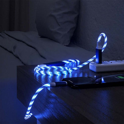 4Pcs 1M LED Flowing Light Charging Cable, 3 in 1 Multi Connector Charger Cord