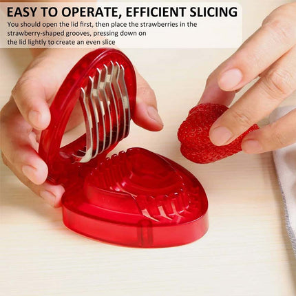Stainless Steel Strawberry Slicer Tool, Fruit Cutter with Sharp Blade for Easy Strawberry Slicing