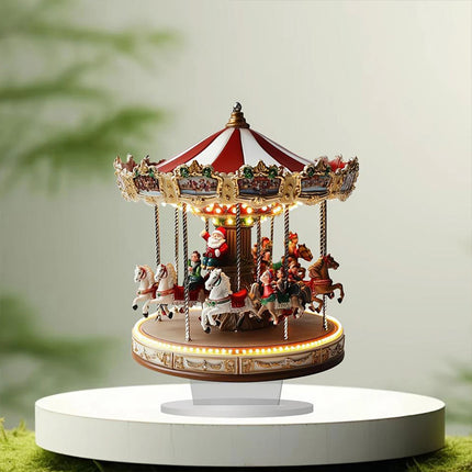 Classic 2D Acrylic Carousel - Flat Christmas Merry Go Round Decor