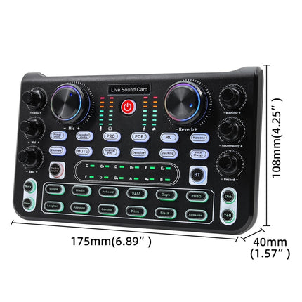 Audio Mixer with Voice Effects for PC Streaming Gaming Live DJ Sound Card USB