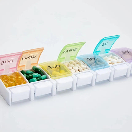 7‑Day Pill & Tablet Sorter Weekly Medicine Storage Box with Easy Push‑Button Design
