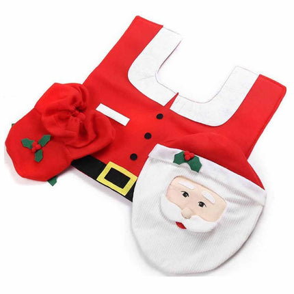 3PCS/set Christmas Decoration Santa Toilet Seat Cover Paper Rug Bathroom