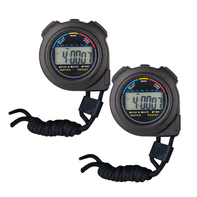 2Pack Handheld Stop watch Digital Chronograph Sports Counters Timer Alarm