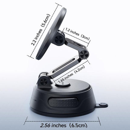 Magnetic Car Phone Mount Foldable Dashboard Holder with Suction Cup Base