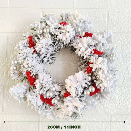 1 Pack Christmas Snow‑Dusted Red Berry Candle Ring Wreath, Table Centrepiece Ornament