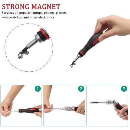 61-Piece Screwdriver Bit & Socket Set: 1/4-Inch Hex & Torx Bits, Plus Right-Angle Ratchet