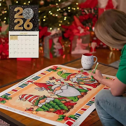 2026 Wall Calendar Diamond Painting Kit - DIY Diamond Art Calendar with 12-Month