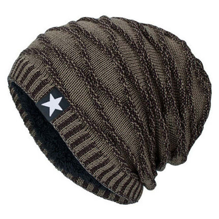 Men Knitted Thermal Slouch Beanie Hat Winter Fleece Lined Warm Skull Ski Cap