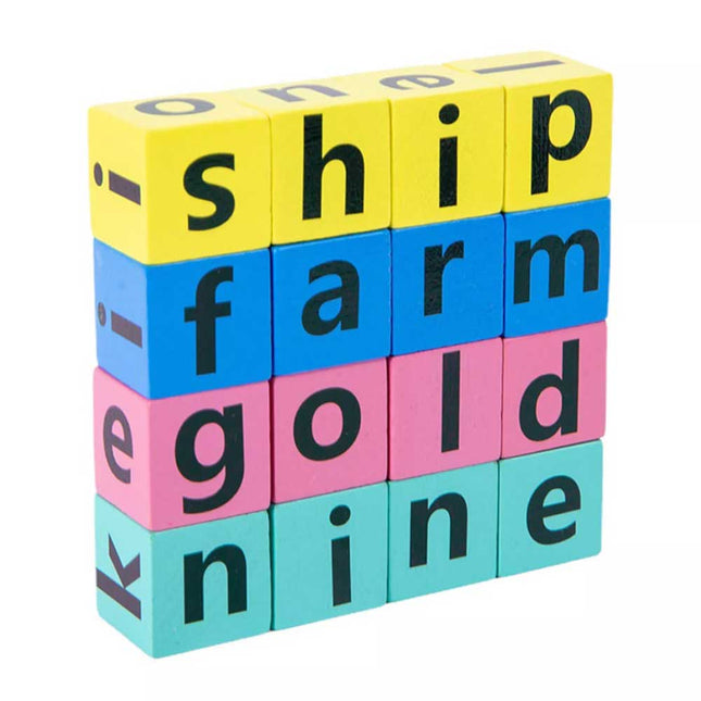 16Bricks Wooden Crossword Puzzles Montessori English Words Spelling Game Educational Toys