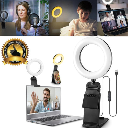 LED Selfie Light Usb Rechargeable With Phone Holder For All Phones & Laptops