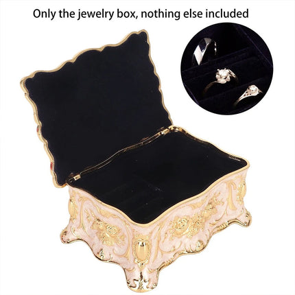 Vintage Alloy Jewellery Box, Trinket Organiser, Ring Necklace Storage Case, Gift Present