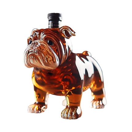 Novelty Bulldog Shaped Whiskey Decanter Unique Liquor Bottle