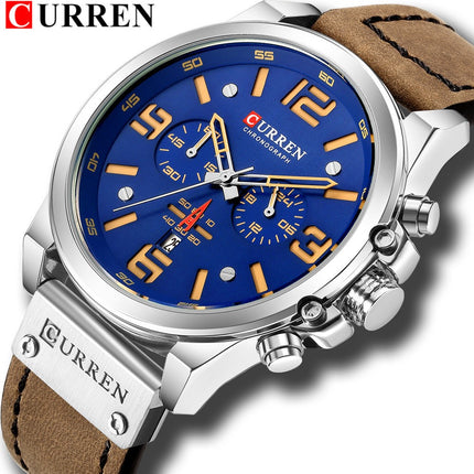 Men's Business Casual Quartz Wrist Watch, Leather Strap Analog Male Dress Watch