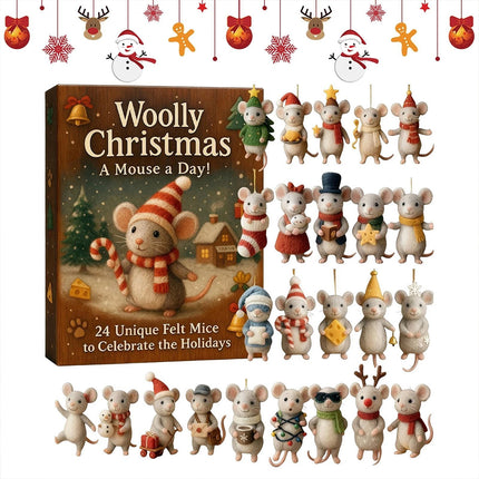 2025 Christmas Mouse Advent Calendar - 2D Acrylic Winter Holiday Decoration