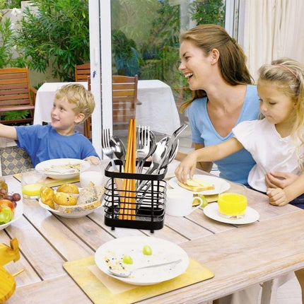 Stainless Steel Utensil Caddy, Kitchen Sink Organizer with Drainage, Cutlery Holder Drainer Stand