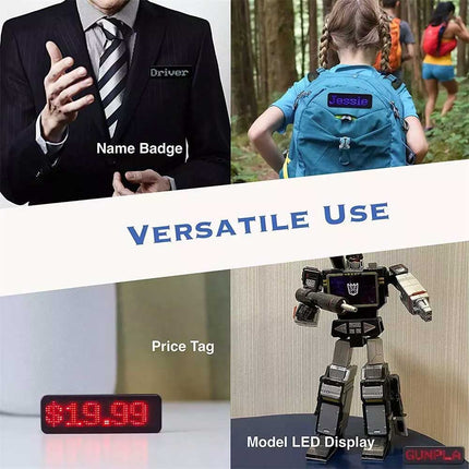 LED Bluetooth Digital DIY Programmable Scrolling Name Message Tag Badge Sign for iphone