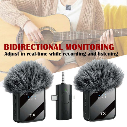 Dual Wireless Lavalier Microphone, Plug & Play Lapel Mic for iPhone & Android