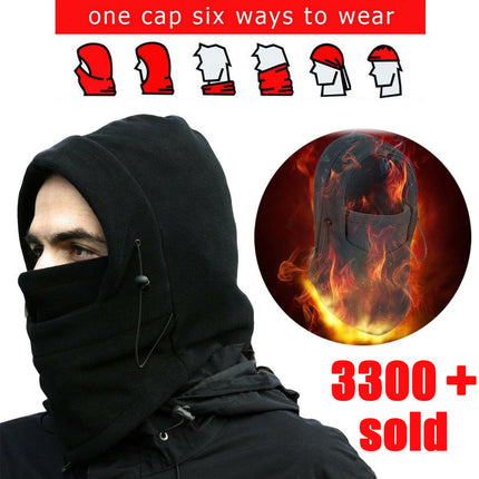 Double Layer Fleece Winter Ski Hood Windproof Warm Outdoor Cap