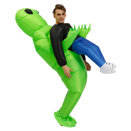 Halloween Green Scary  Alien Inflatable Costume Blow Up Party Dress Pump Gift