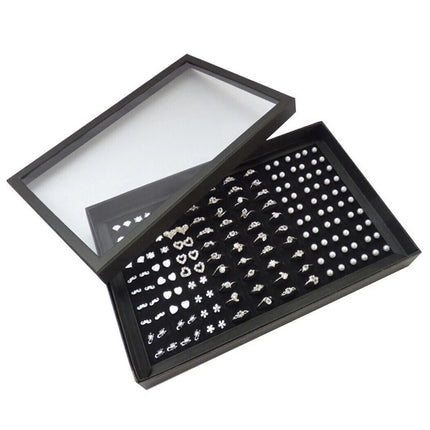 100-Slot Jewellery Earring Storage Box, Display Organiser Tray Holder, Rings Not Included