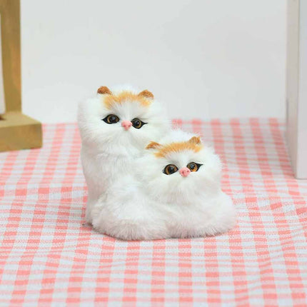 Meowing Plush Cat Figurine Realistic Kitten Home Decor Kids Toy Gift
