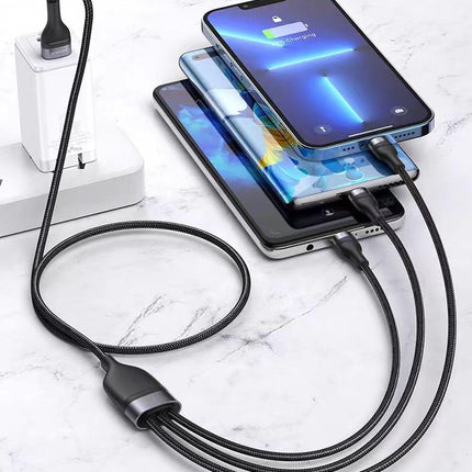 3 in 1 Baseus Rapid Series Fast Charging Data Cable Type-C to C+L+C PD 20W 1.5m Black