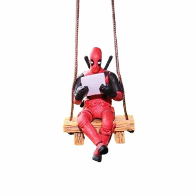 Cute Swing Reading Book Deadpool Car Interior Decoration Rearview Mirror Pendant