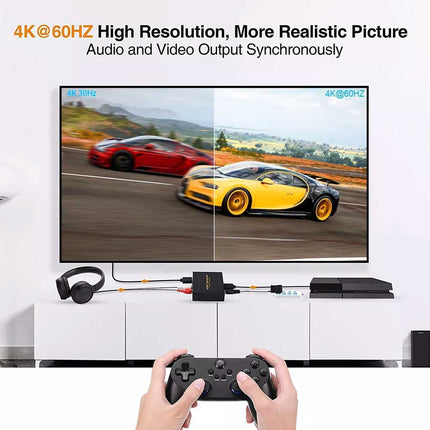 4K 60Hz HDMI to HDMI & Optical SPDIF+RCA L/R Audio Splitter Extractor Converter