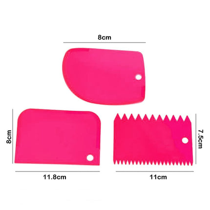 3-Piece Silicone & Plastic Spatula Set for Baking & Cake Decorating