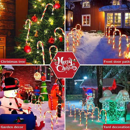 5IN1 Christmas Red LED Cane Lights Solar-Powered Outdoor Candy Path Garden Decoration