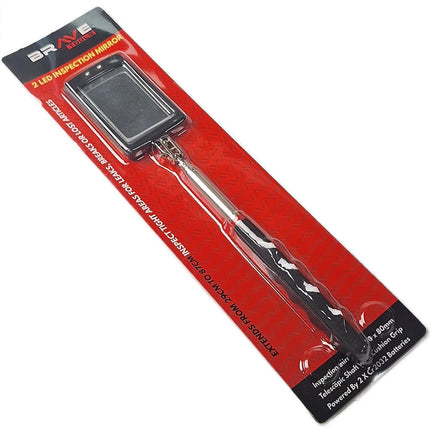 Telescopic Light Inspection Mirror 2 Bright LED Grip Extends 29-87cm Rotating