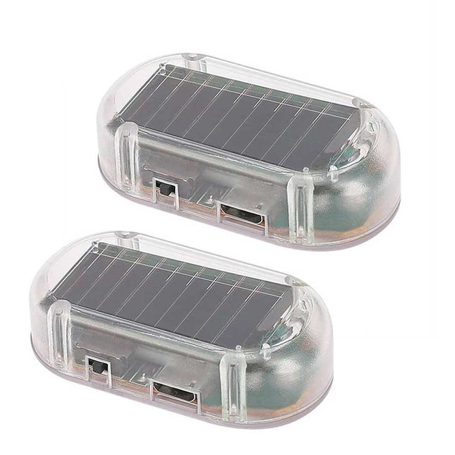 2-Pack Car Solar Dummy Alarm Light Anti-Theft LED Flashing Warning Security Light for Night Use