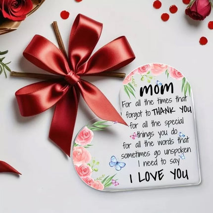 Heart Shaped Acrylic Plaque Christmas & Mother’s Day Gift for Mum