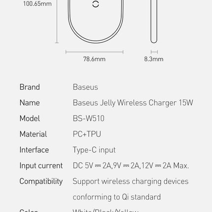 Baseus 15W Qi Wireless Charger for iPhone 14 13 Fast Charging Samsung Huawei