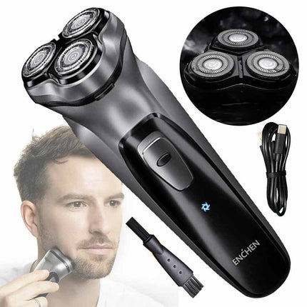 Electric Shaver 3 Heads Cordless Men Razor Wet Dry Rotary Shaver USB