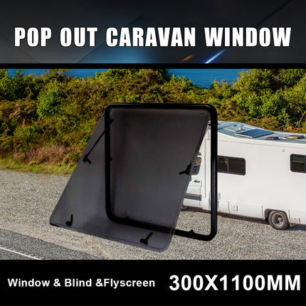 RV Caravan 300*1100mm Push Out Flat Window Locking Handle with Strut Attachment